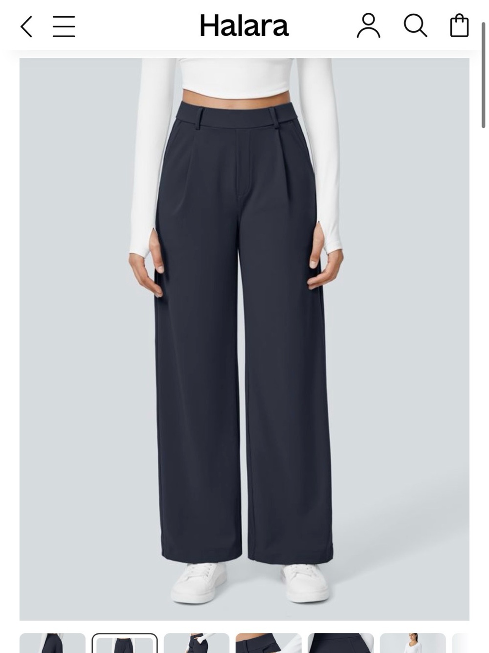 Halara High-Waist Wide Leg Pants in Dark Navy